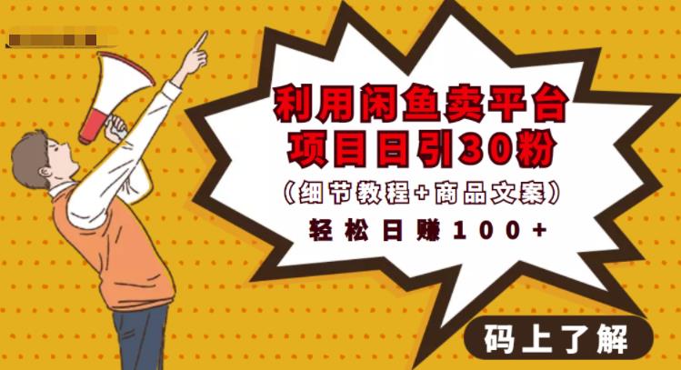 利用闲鱼卖平台项目课程资源日引流30 精准粉丝，轻松日赚100 ，积累人脉可实现二次变现（细节教程 商品文案）-副业金库