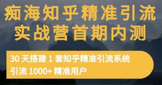 痴海知乎精准引流实战营1-2期,30天搭建1套知乎精准引流系统,引流1000 精准用户-副业金库