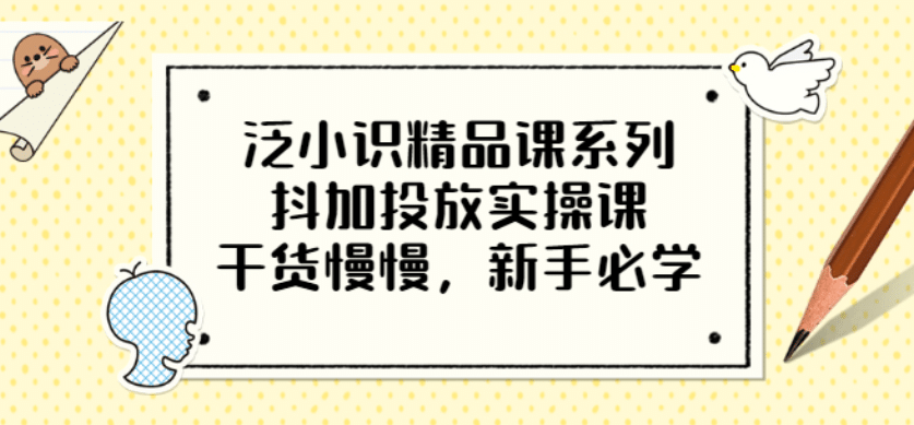 泛小识精品课系列：抖加投放实操课，干货慢慢，新手必学（12节视频课）-副业金库