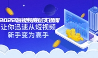 2022短视频底层实操课:让你迅速从短视频新手变为高手(价值7980元)-副业金库