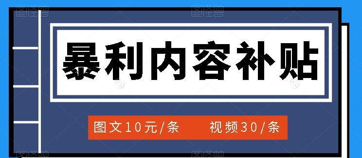 百家号暴利内容补贴项目，图文10元一条，视频30一条，新手小白日赚300-副业金库