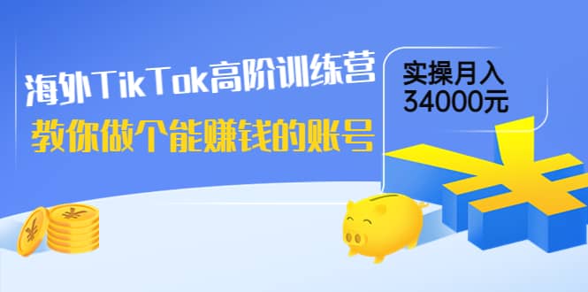 海外TikTok高阶训练营：教你做个能赚钱的账号，实操月入34000元！-副业金库