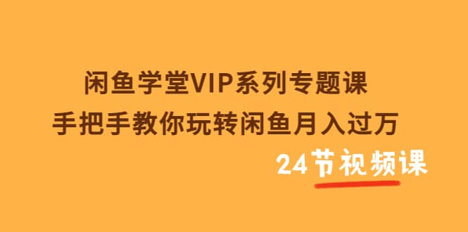 闲鱼学堂VIP系列专题课：手把手教你玩转闲鱼月入过万（共24节视频课）-副业金库