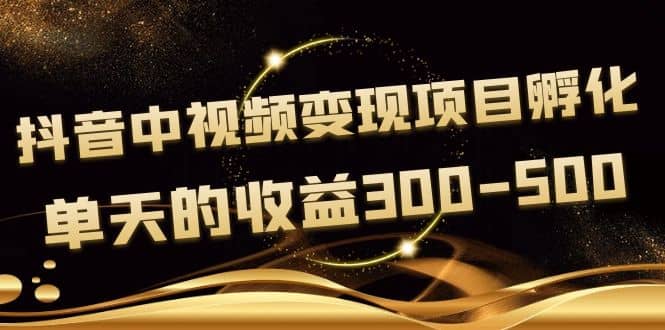 黄岛主《抖音中视频变现项目孵化》单天的收益300-500 操作简单粗暴-副业金库