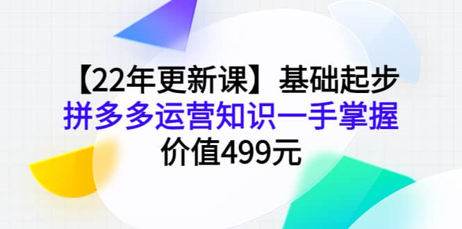 【22年更新课】基础起步，拼多多运营知识一手掌握，价值499元-副业金库