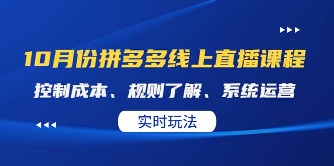 某收费10月份拼多多线上直播课: 控制成本、规则了解、系统运营。实时玩法-副业金库
