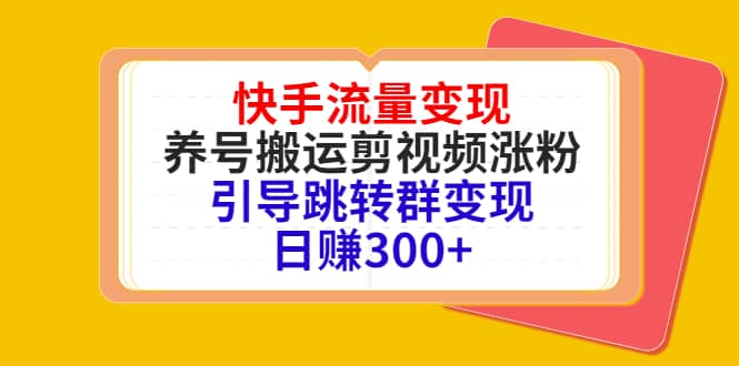 快手流量变现，养号搬运剪视频涨粉，引导跳转群变现日赚300-副业金库