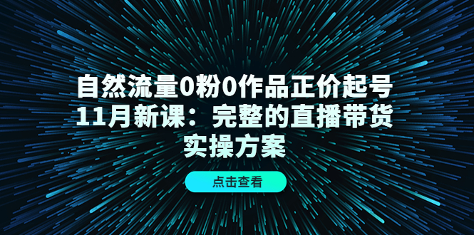 自然流量0粉0作品正价起号11月新课：完整的直播带货实操方案-副业金库