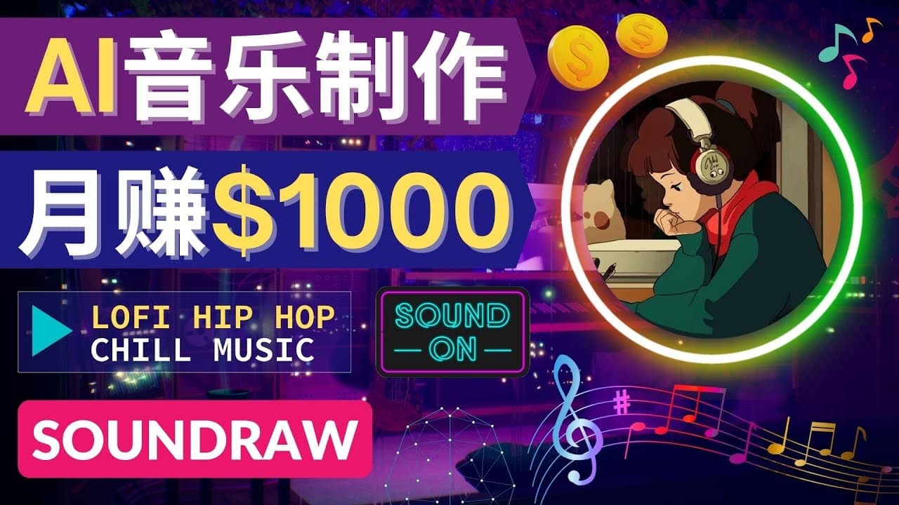 无需任何音乐基础: 使用AI软件制作Lofi Hip Hop Chill Music 月赚1000美元-副业金库