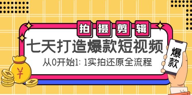 七天打造爆款短视频：拍摄 剪辑实操，从0开始1:1实拍还原实操全流程-副业金库