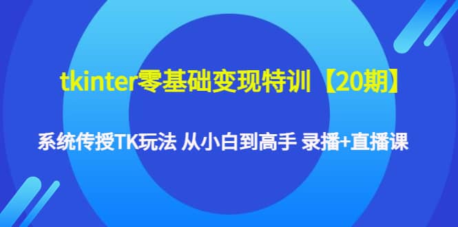 tkinter零基础变现特训【20期】系统传授TK玩法 从小白到高手 录播 直播课-副业金库