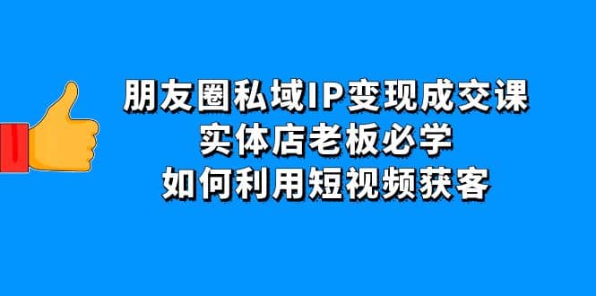 朋友圈私域IP变现成交课:实体店老板必学,如何利用短视频获客-副业金库