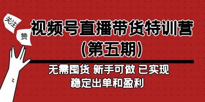 视频号直播带货特训营（第五期）无需囤货 新手可做 已实现稳定出单和盈利-副业金库