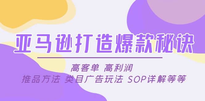 亚马逊打造爆款秘诀：高客单 高利润 推品方法 类目广告玩法 SOP详解等等-副业金库