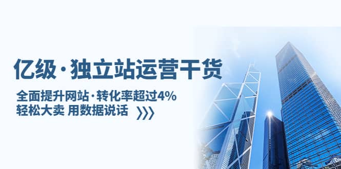 独立站运营干货：全面提升网站·转化率超过4%，轻松大卖 用数据说话-副业金库