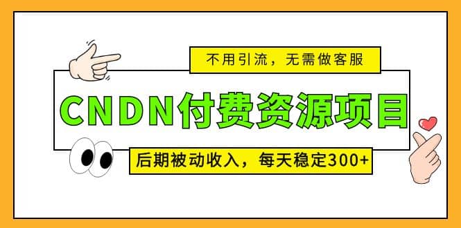 CNDN付费资源项目，不用引流，无需做客服，后期被动收入-副业金库