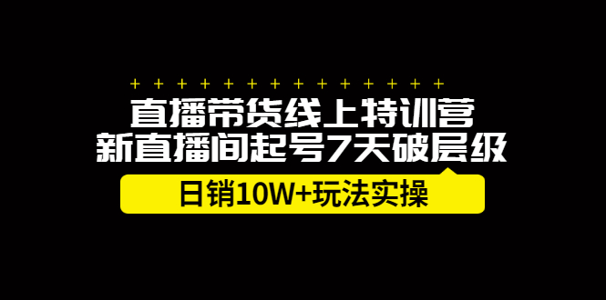 直播带货线上特训营，新直播间起号7天破层级日销10万玩法实操-副业金库