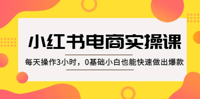 小红书·电商实操课：每天操作3小时，0基础小白也能快速做出爆款-副业金库