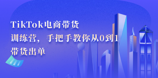 TikTok电商带货训练营,手把手教你从0到1带货出单-副业金库