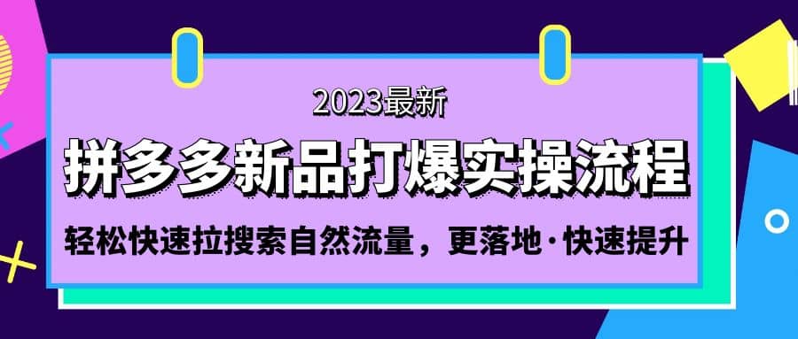 拼多多-新品打爆实操流程:轻松快速拉搜索自然流量,更落地·快速提升-副业金库