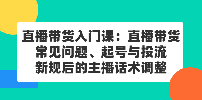 直播带货入门课：直播带货常见问题、起号与投流、新规后的主播话术调整-副业金库