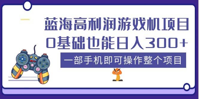 蓝海高利润游戏机项目，0基础也能日入300 。一部手机即可操作整个项目-副业金库