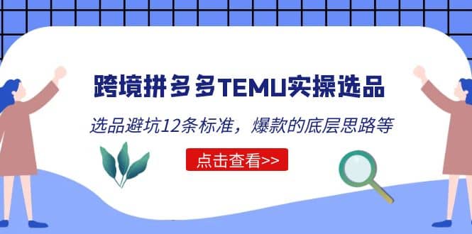 跨境拼多多TEMU实操选品运营方法,选品避坑12条标准,爆款的底层思路等-副业金库