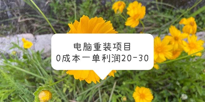 电脑系统重装项目，0成本一单利润20-30-副业金库