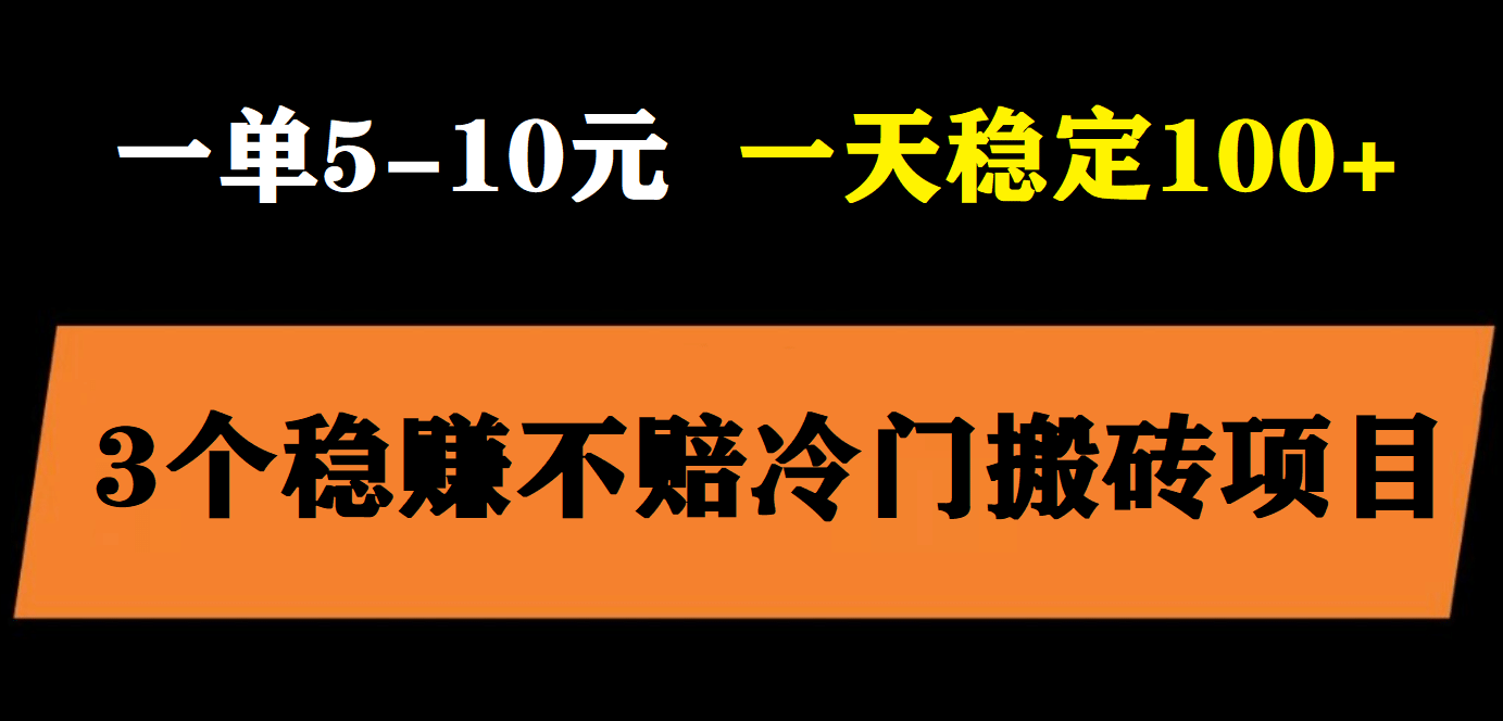 3个最新稳定的冷门搬砖项目，小白无脑照抄当日变现日入过百-副业金库