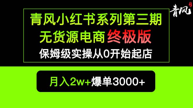 小红书无货源电商爆单终极版【视频教程 实战手册】保姆级实操从0起店爆单-副业金库