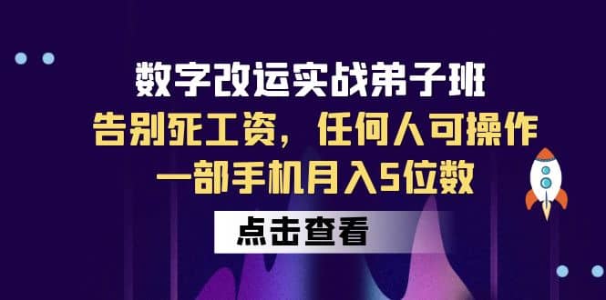 数字 改运实战弟子班：告别死工资，任何人可操作，一部手机月入5位数-副业金库