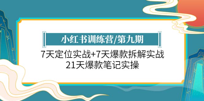 小红书训练营/第九期：7天定位实战 7天爆款拆解实战，21天爆款笔记实操-副业金库