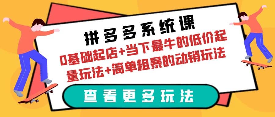 拼多多系统课：0基础起店 当下最牛的低价起量玩法 简单粗暴的动销玩法-副业金库
