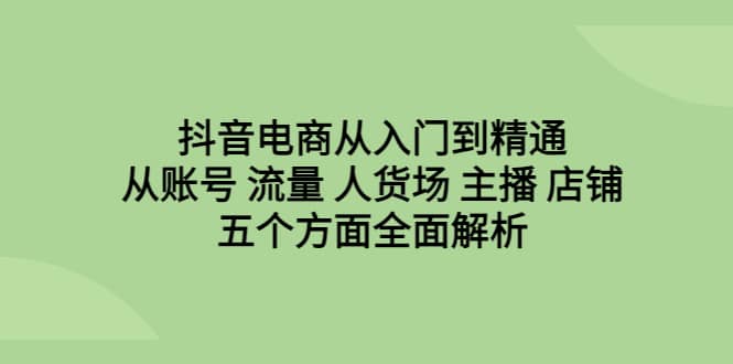 抖音电商从入门到精通，从账号 流量 人货场 主播 店铺五个方面全面解析-副业金库