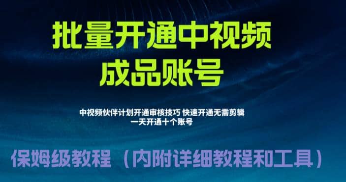 外面收费1980暴力开通中视频计划教程，附 快速通过中视频伙伴计划的办法-副业金库