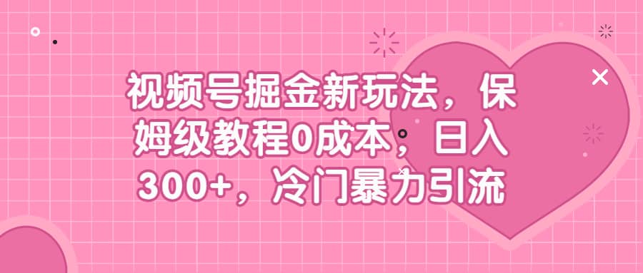 视频号掘金新玩法，保姆级教程0成本，日入300 ，冷门暴力引流-副业金库