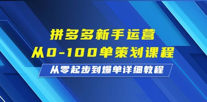 拼多多新手运营从0-100单策划课程,从零起步到爆单详细教程-副业金库