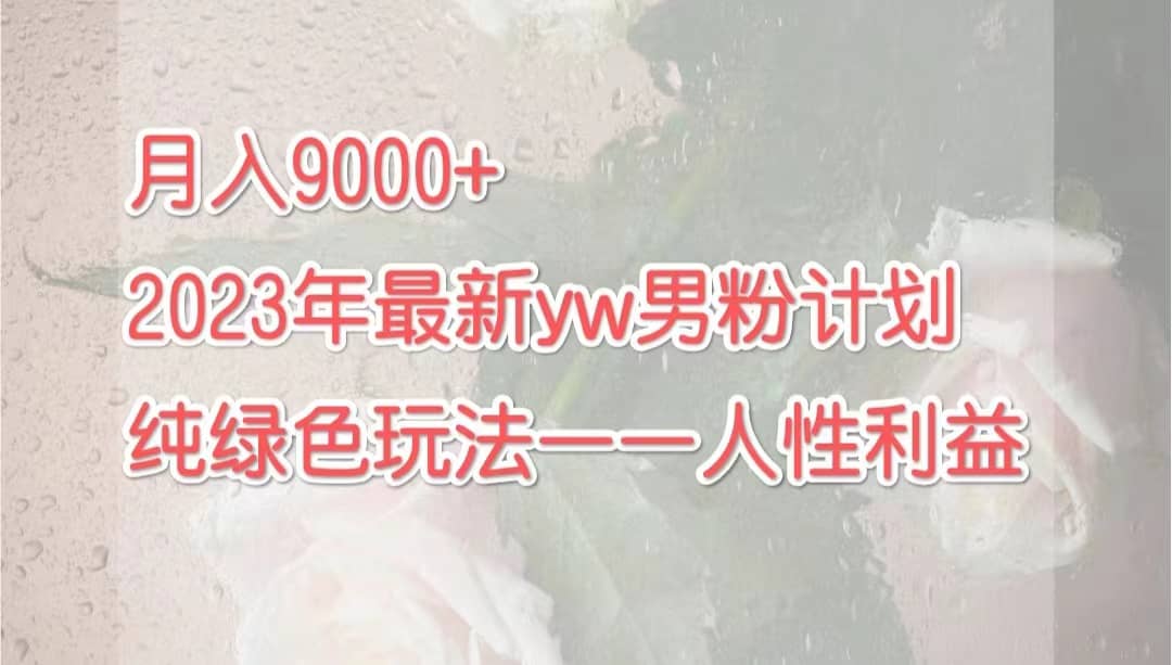 月入9000 2023年9月最新yw男粉计划绿色玩法——人性之利益-副业金库