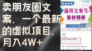 卖朋友圈文案,一个最新的虚拟项目,月入4W+(教程+素材)-副业金库