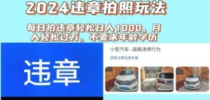 2024违章拍照新玩法，推广躺赚+拍照赚钱双模式，日入1000+-副业金库