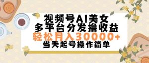 视频号AI美女，轻松月入30000+,操作简单轻松上手-副业金库