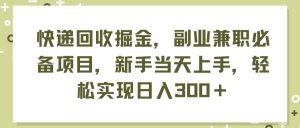 快递回收掘金,副业兼职必备项目,新手当天上手,轻松实现日入300+-副业金库