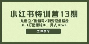 小红书特训营13期,从定位/到起号/到变现全路径,0-1打造赚钱IP,月入10w+-副业金库