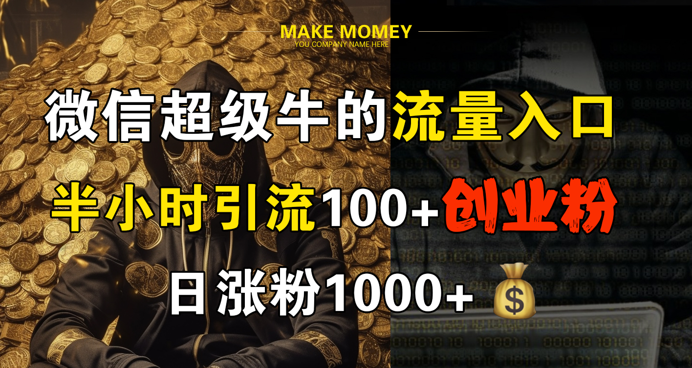 微信超级牛的流量入口,半小时引流100+创业粉,日涨粉1000+-副业金库