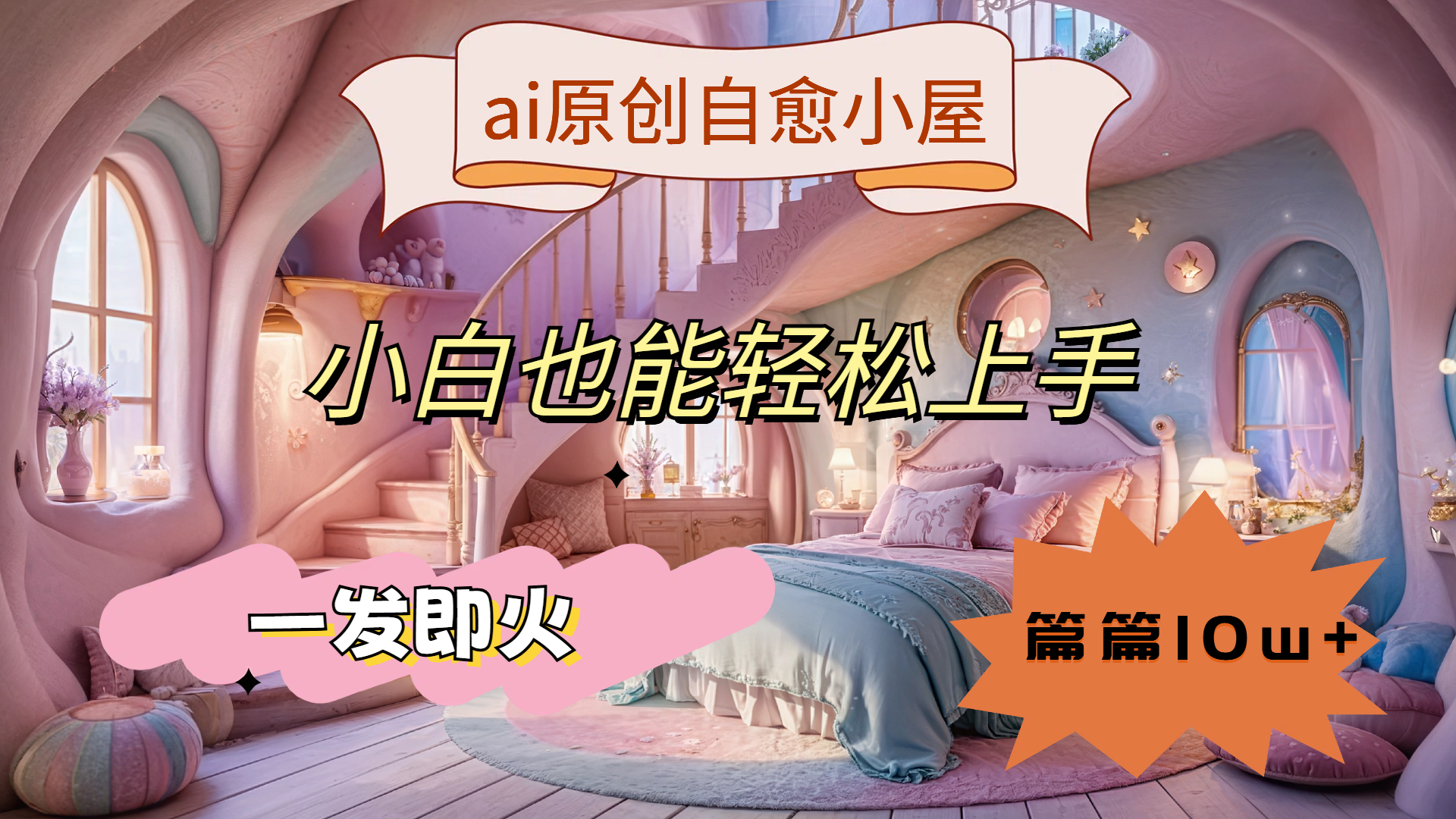 ai原创治愈小屋，小白也能轻松上手，一发即火，篇篇10w+-副业金库