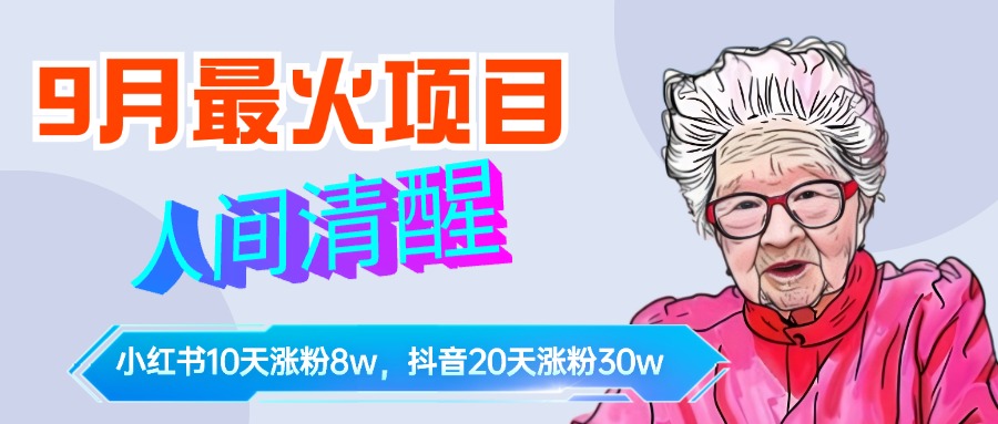 9月最火项目，人间清醒柒奶奶，10天小红薯涨粉8w+，单篇笔记报价1400.-副业金库