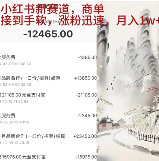 小红书新赛道，商单接到手软，涨粉迅速，一个月1w+-副业金库