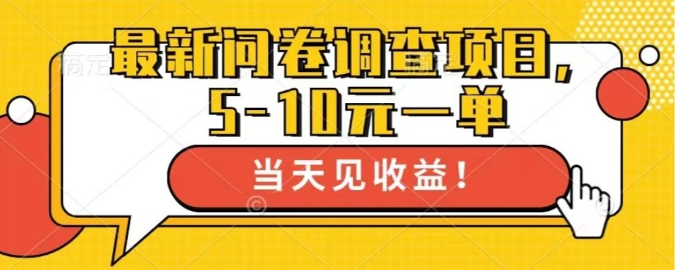 最新问卷调查项目，共12个平台，单日零撸100＋-副业金库
