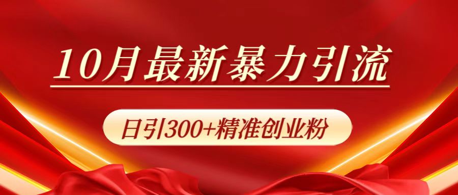 10月最新暴力引流，日引300+精准创业粉-副业金库