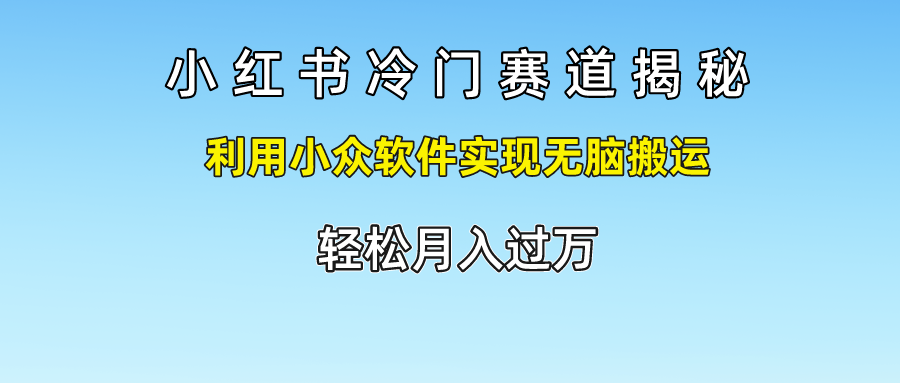 小红书冷门赛道揭秘,轻松月入过万，利用小众软件实现无脑搬运，-副业金库